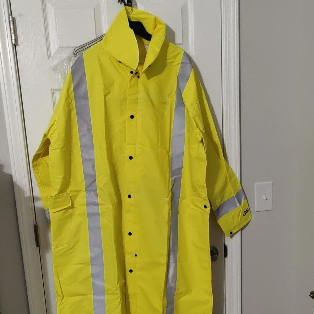 Yellow Raincoat with Reflective Stripes